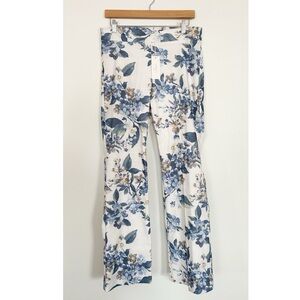 Avenue Montaigne || Becca Pull on Trousers Bootcut Pants in Flowers Blue 10 NWT